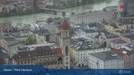 Archiv Foto Webcam Passau: Panoramablick auf Donau, Ortspitze und Altstadt 12:00