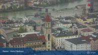 Archiv Foto Webcam Passau: Panoramablick auf Donau, Ortspitze und Altstadt 16:00
