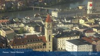 Archiv Foto Webcam Passau: Panoramablick auf Donau, Ortspitze und Altstadt 06:00