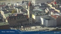 Archiv Foto Webcam Passau: Panoramablick auf Donau, Ortspitze und Altstadt 10:00