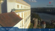 Archiv Foto Webcam Passau: Panoramablick auf Donau, Ortspitze und Altstadt 14:00