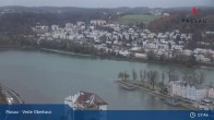 Archiv Foto Webcam Passau: Panoramablick auf Donau, Ortspitze und Altstadt 02:00