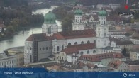 Archiv Foto Webcam Passau: Panoramablick auf Donau, Ortspitze und Altstadt 12:00