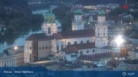 Archiv Foto Webcam Passau: Panoramablick auf Donau, Ortspitze und Altstadt 18:00