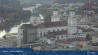 Archiv Foto Webcam Passau: Panoramablick auf Donau, Ortspitze und Altstadt 12:00