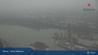 Archiv Foto Webcam Passau: Panoramablick auf Donau, Ortspitze und Altstadt 08:00