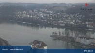 Archiv Foto Webcam Passau: Panoramablick auf Donau, Ortspitze und Altstadt 16:00