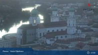 Archiv Foto Webcam Passau: Panoramablick auf Donau, Ortspitze und Altstadt 18:00