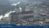 Archiv Foto Webcam Passau: Panoramablick auf Donau, Ortspitze und Altstadt 12:00