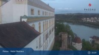 Archiv Foto Webcam Passau: Panoramablick auf Donau, Ortspitze und Altstadt 00:00