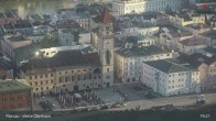Archiv Foto Webcam Passau: Panoramablick auf Donau, Ortspitze und Altstadt 18:00