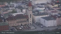 Archiv Foto Webcam Passau: Panoramablick auf Donau, Ortspitze und Altstadt 02:00
