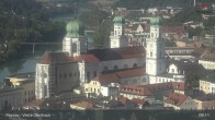 Archiv Foto Webcam Passau: Panoramablick auf Donau, Ortspitze und Altstadt 08:00