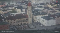 Archiv Foto Webcam Passau: Panoramablick auf Donau, Ortspitze und Altstadt 04:00