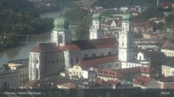 Archiv Foto Webcam Passau: Panoramablick auf Donau, Ortspitze und Altstadt 08:00