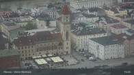 Archiv Foto Webcam Passau: Panoramablick auf Donau, Ortspitze und Altstadt 14:00
