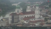 Archiv Foto Webcam Passau: Panoramablick auf Donau, Ortspitze und Altstadt 07:00