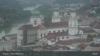 Archiv Foto Webcam Passau: Panoramablick auf Donau, Ortspitze und Altstadt 08:00