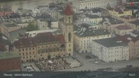 Archiv Foto Webcam Passau: Panoramablick auf Donau, Ortspitze und Altstadt 18:00