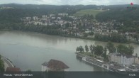 Archiv Foto Webcam Passau: Panoramablick auf Donau, Ortspitze und Altstadt 12:00