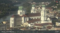 Archiv Foto Webcam Passau: Panoramablick auf Donau, Ortspitze und Altstadt 07:00