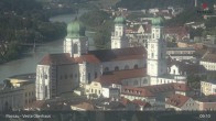 Archiv Foto Webcam Passau: Panoramablick auf Donau, Ortspitze und Altstadt 08:00