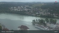 Archiv Foto Webcam Passau: Panoramablick auf Donau, Ortspitze und Altstadt 08:00