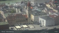 Archiv Foto Webcam Passau: Panoramablick auf Donau, Ortspitze und Altstadt 10:00