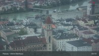 Archiv Foto Webcam Passau: Panoramablick auf Donau, Ortspitze und Altstadt 04:00