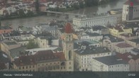Archiv Foto Webcam Passau: Panoramablick auf Donau, Ortspitze und Altstadt 06:00