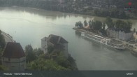Archiv Foto Webcam Passau: Panoramablick auf Donau, Ortspitze und Altstadt 08:00
