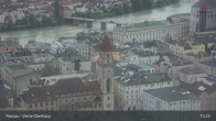 Archiv Foto Webcam Passau: Panoramablick auf Donau, Ortspitze und Altstadt 14:00