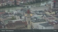 Archiv Foto Webcam Passau: Panoramablick auf Donau, Ortspitze und Altstadt 16:00