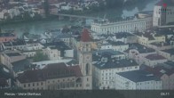 Archiv Foto Webcam Passau: Panoramablick auf Donau, Ortspitze und Altstadt 04:00