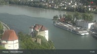 Archiv Foto Webcam Passau: Panoramablick auf Donau, Ortspitze und Altstadt 16:00