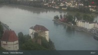 Archiv Foto Webcam Passau: Panoramablick auf Donau, Ortspitze und Altstadt 02:00