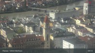 Archiv Foto Webcam Passau: Panoramablick auf Donau, Ortspitze und Altstadt 08:00