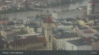 Archiv Foto Webcam Passau: Panoramablick auf Donau, Ortspitze und Altstadt 08:00