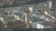 Archiv Foto Webcam Passau: Panoramablick auf Donau, Ortspitze und Altstadt 08:00