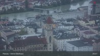 Archiv Foto Webcam Passau: Panoramablick auf Donau, Ortspitze und Altstadt 00:00