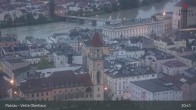 Archiv Foto Webcam Passau: Panoramablick auf Donau, Ortspitze und Altstadt 00:00