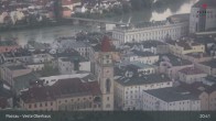 Archiv Foto Webcam Passau: Panoramablick auf Donau, Ortspitze und Altstadt 19:00