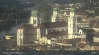 Archiv Foto Webcam Passau: Panoramablick auf Donau, Ortspitze und Altstadt 07:00