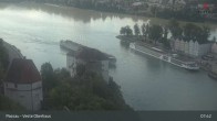 Archiv Foto Webcam Passau: Panoramablick auf Donau, Ortspitze und Altstadt 07:00