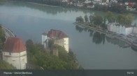 Archiv Foto Webcam Passau: Panoramablick auf Donau, Ortspitze und Altstadt 18:00