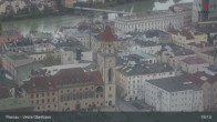 Archiv Foto Webcam Passau: Panoramablick auf Donau, Ortspitze und Altstadt 18:00