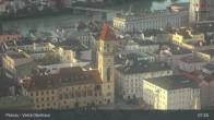 Archiv Foto Webcam Passau: Panoramablick auf Donau, Ortspitze und Altstadt 06:00