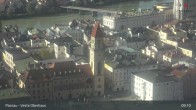 Archiv Foto Webcam Passau: Panoramablick auf Donau, Ortspitze und Altstadt 08:00