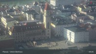 Archiv Foto Webcam Passau: Panoramablick auf Donau, Ortspitze und Altstadt 08:00