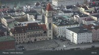 Archiv Foto Webcam Passau: Panoramablick auf Donau, Ortspitze und Altstadt 08:00